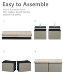 AmasSmile Footrest Ottoman Bench with Storage,34Inch Black Leather Footstool, Coffee Table, Padded Seat, Storage Chest,Blanket Store with Flipping Lid for Livingroom and Bedroom