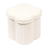 B FSOBEIIALEO Storage Ottoman Cube, Flowers Shaped Ottomans with Storage Foot Stool Footrest for Lving Room, Boucle Ottoman Seat for Dorm Room,Faux Teddy Fur, Cream White 12.6"x12.6"x12.6"