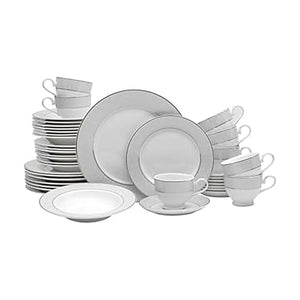 Mikasa Parchment 40-Piece Dinnerware Set, Service for 8, Durable Porcelain Plates, Bowls, and Mugs with Contemporary Design, Dishwasher Safe