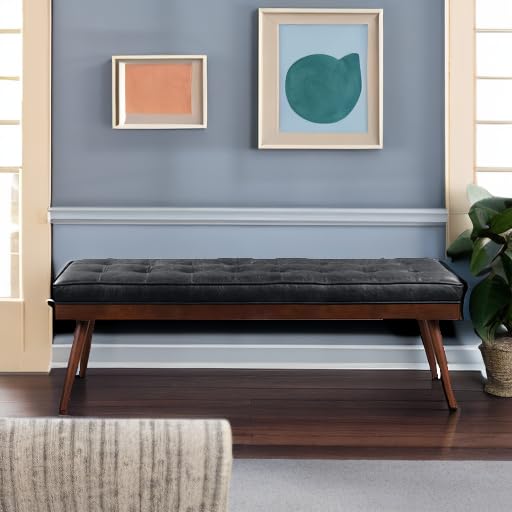 POLY & BARK Napa 72" Apartment Sofa – Italian-Tanned Full-Grain Pure-Aniline or Semi-Aniline Leather, Feather-Down Cushioning, Kiln-Dried Solid Wood Frame, Walnut Legs - Cognac Tan