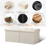 AmasSmile Footrest Ottoman Bench with Storage,34Inch Black Leather Footstool, Coffee Table, Padded Seat, Storage Chest,Blanket Store with Flipping Lid for Livingroom and Bedroom