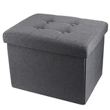 ALASDO Storage Ottoman Footrest Stool Small Ottoman with Storage Foldable Ottomans Foot Rest Footstool Bench for Living Room 17x13x13inches Grey