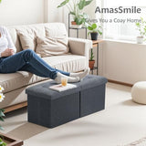 AmasSmile Footrest Ottoman Bench with Storage,34Inch Black Leather Footstool, Coffee Table, Padded Seat, Storage Chest,Blanket Store with Flipping Lid for Livingroom and Bedroom