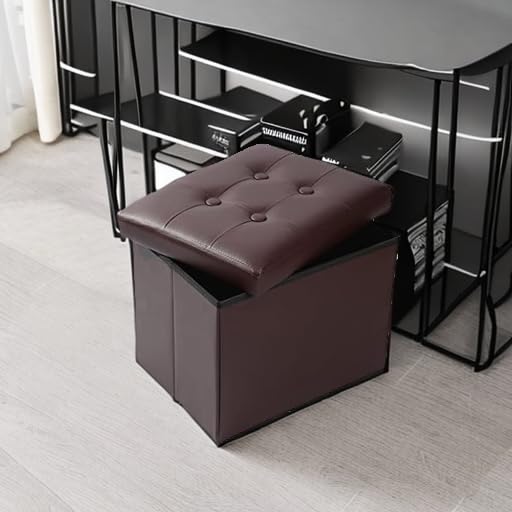ALASDO Storage Ottoman Footrest Stool Small Ottoman with Storage Foldable Ottomans Foot Rest Footstool Bench for Living Room 17x13x13inches Grey