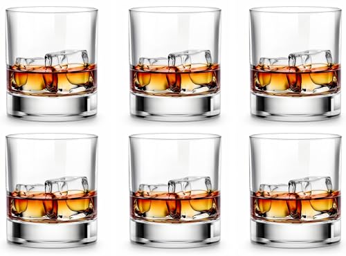 LUXU Whiskey Glasses-Premium 11 OZ Scotch Glass Set of 6 /Old Fashioned Whiskey Glasses/Style Glassware for Bourbon/Rum glass,Clear