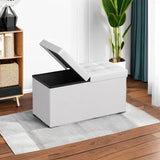 SONGMICS MAZIE Collection - 30 Inches Storage Ottoman Bench with Flipping Lid, Storage Chest Footstool, Load 660 lb, for Entryway, Living Room, Bedroom, Synthetic Leather, Black ULSF45BK