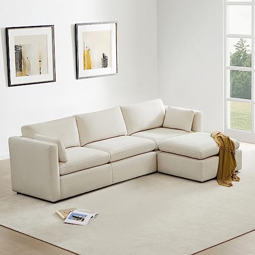 CHITA Oversized Modular Sectional Sofa, FSC Certified L Shaped Sectional Couches for Living Room, 112 inch Width,4 Seat Modular Sofa with Storage Ottoman, Linen