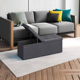 SONGMICS MAZIE Collection - 30 Inches Storage Ottoman Bench with Flipping Lid, Storage Chest Footstool, Load 660 lb, for Entryway, Living Room, Bedroom, Synthetic Leather, Black ULSF45BK