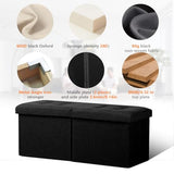 AmasSmile Footrest Ottoman Bench with Storage,34Inch Black Leather Footstool, Coffee Table, Padded Seat, Storage Chest,Blanket Store with Flipping Lid for Livingroom and Bedroom