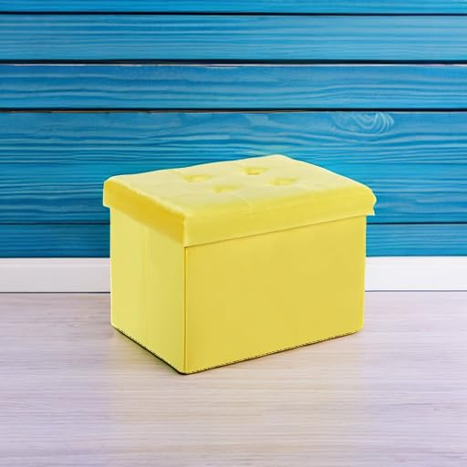 LINMAGCO Ottoman Storage Ottoman with Storage Small Foot Rest Stool Under Desk Stool Short Folding Footrest Linen Cloth Dark Gray 16X12X12IN