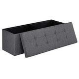 SONGMICS MAZIE Collection - 43 Inches Folding Storage Ottoman Bench, Ottoman Foot Rest, End of Bed Bench, Storage Chest, Load 660 lb, for Living Room, Bedroom, Entryway, Dark Gray ULSF77K