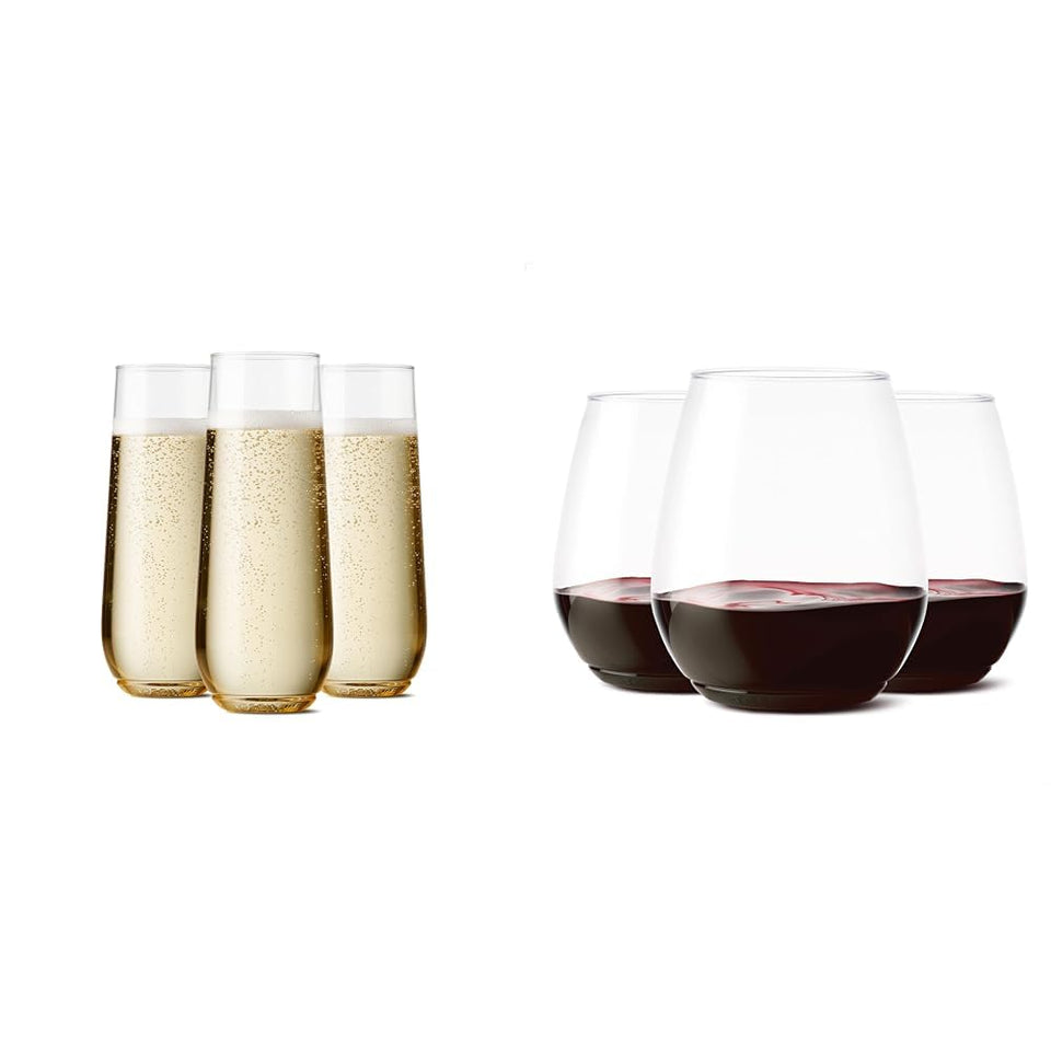 TOSSWARE POP 9oz Flute, Premium Quality, Recyclable, Unbreakable & Crystal Clear Plastic Champagne Glasses,Flute , 12 Count (Pack of 1)