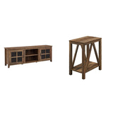 Walker Edison Portsmouth Classic 2 Glass Door TV Stand for TVs up to 80 Inches, 70 Inch, Dark Walnut