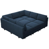 Belffin Modular Sectional Sofa with Ottomans Velvet Reversible Sleeper Chaise Bed Storage Seat Black