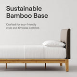 Nectar Bamboo Platform Bed Frame - Queen - Natural - Floating Center Support Legs - 12” Height - Easy Tool Free Set Up - Contemporary and Durable - Sturdy Wooden Support Slats - Holds Up To 800 Pounds