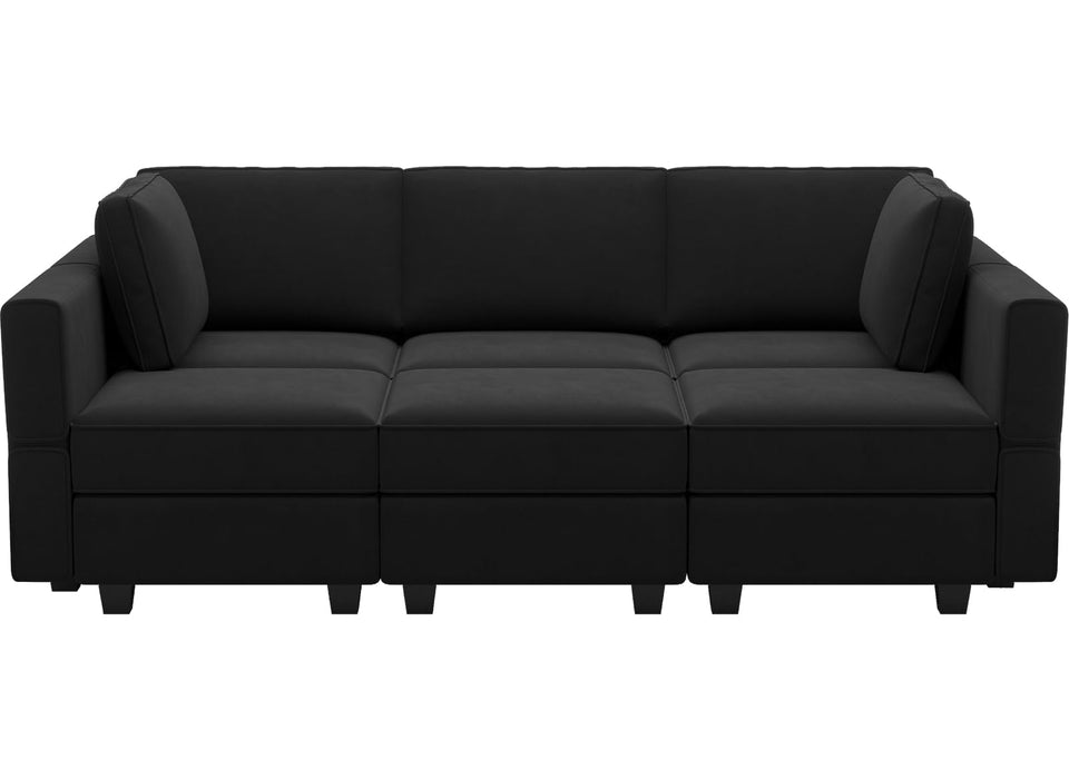 Belffin Modular Sectional Sofa with Ottomans Velvet Reversible Sleeper Chaise Bed Storage Seat Black