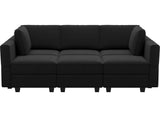 Belffin Modular Sectional Sofa with Ottomans Velvet Reversible Sleeper Chaise Bed Storage Seat Black