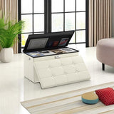 DocSafe Storage Ottoman with Lock,Fireproof Folding Ottoman Foot Rest Stool Storage Chest with Storage Safe for Important Documents,Waterproof 17 Inches Short Ottoman Foot Stool with Handles,Black