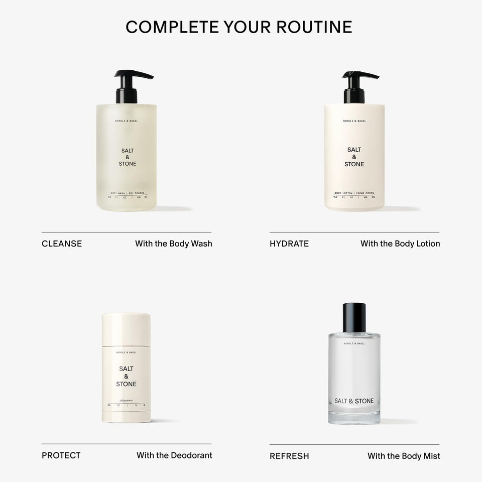 Salt & Stone Body Wash with Antioxidants for Deep Moisture | For Women & Men, Sulfate, Paraben, & Dye Free, Leaving Skin Soft and Hydrated | Bergamot & Hinoki 15.2 fl oz