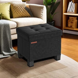 SONGMICS 15 Inches Cube Storage Ottoman, Bedroom Bench with Storage, Foot Stool with Feet, Holds Up to 660 lb, Dark Gray ULSF14GYZ
