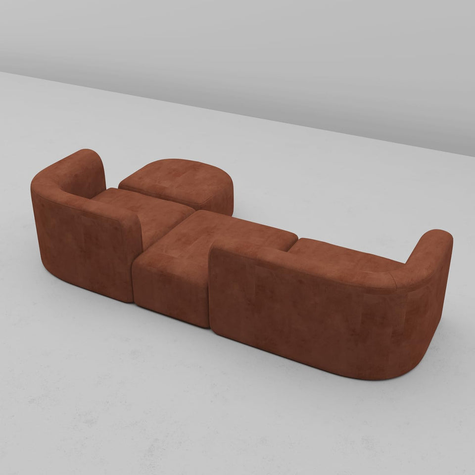 Acanva Luxury Modern Tight Curved Back Velvet Sofa, Minimalist Style Comfy Couch for Living Room Apartment, 3 Seater, Cream