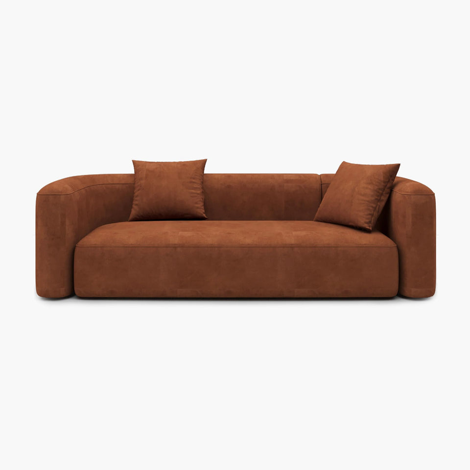 Acanva Luxury Modern Tight Curved Back Velvet Sofa, Minimalist Style Comfy Couch for Living Room Apartment, 3 Seater, Cream