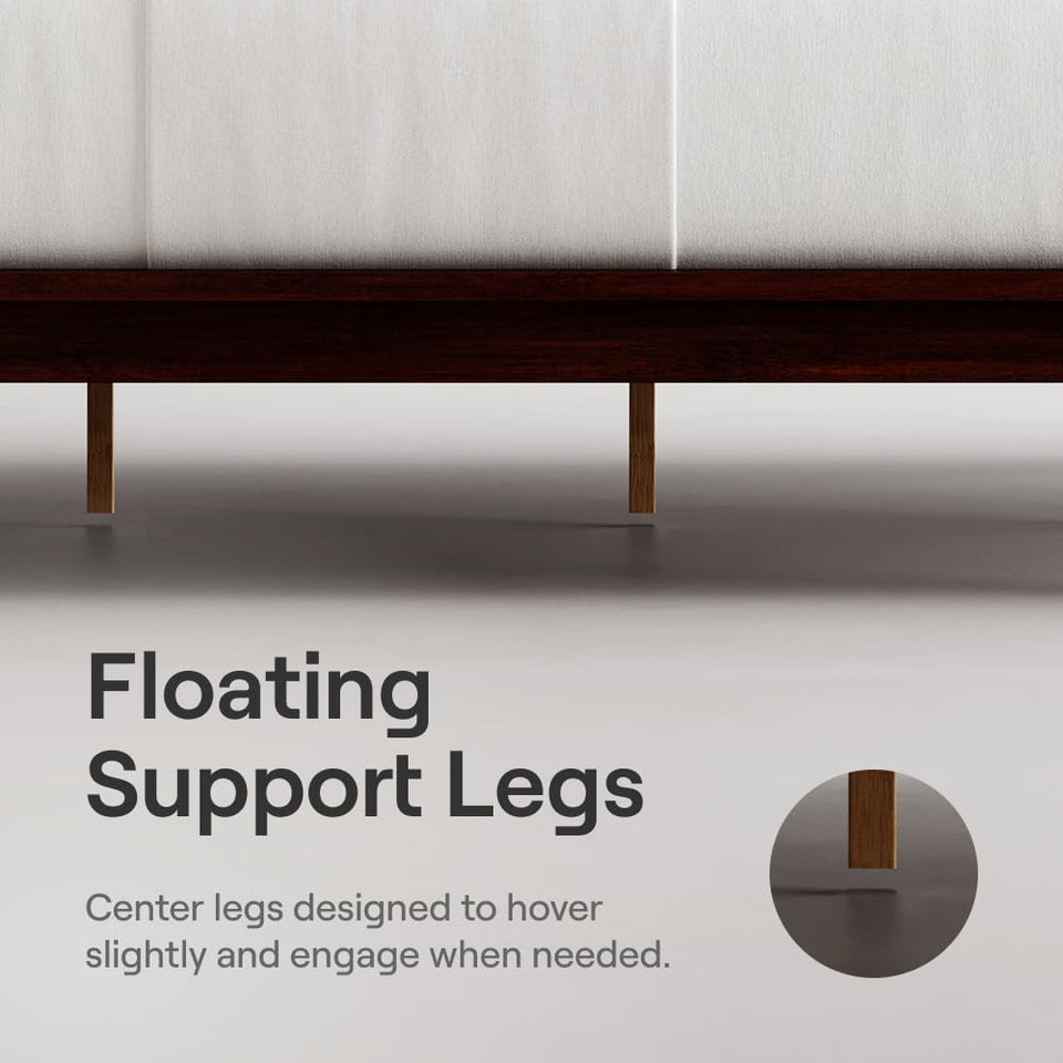 Nectar Bamboo Platform Bed Frame - Queen - Natural - Floating Center Support Legs - 12” Height - Easy Tool Free Set Up - Contemporary and Durable - Sturdy Wooden Support Slats - Holds Up To 800 Pounds