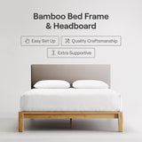 Nectar Bamboo Platform Bed Frame - Queen - Natural - Floating Center Support Legs - 12” Height - Easy Tool Free Set Up - Contemporary and Durable - Sturdy Wooden Support Slats - Holds Up To 800 Pounds