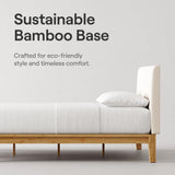 Nectar Bamboo Platform Bed Frame - Queen - Natural - Floating Center Support Legs - 12” Height - Easy Tool Free Set Up - Contemporary and Durable - Sturdy Wooden Support Slats - Holds Up To 800 Pounds