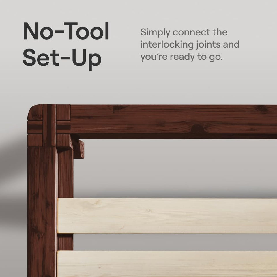 Nectar Bamboo Platform Bed Frame - Queen - Natural - Floating Center Support Legs - 12” Height - Easy Tool Free Set Up - Contemporary and Durable - Sturdy Wooden Support Slats - Holds Up To 800 Pounds