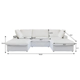 160.6" Cloud Couch Modular Sectional Sofa for Livingroom,Oversized Convertible Sofa with Storage Ottomans,6 Seat Wide Couches,Cushion Covers Removable (Khaki, 6 Seater)