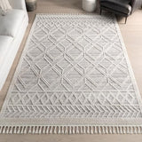 nuLOOM 8x11 Ansley Moroccan Tassel Area Rug, Light Grey, High-Low Textured Bohemian Design, Plush High Pile, Stain Resistant, For Bedroom, Living Room, Hallway, Entryway
