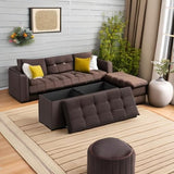 SONGMICS MAZIE Collection - 43 Inches Folding Storage Ottoman Bench, Ottoman Foot Rest, End of Bed Bench, Storage Chest, Load 660 lb, for Living Room, Bedroom, Entryway, Dark Gray ULSF77K