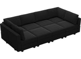 Belffin Modular Sectional Sofa with Ottomans Velvet Reversible Sleeper Chaise Bed Storage Seat Black