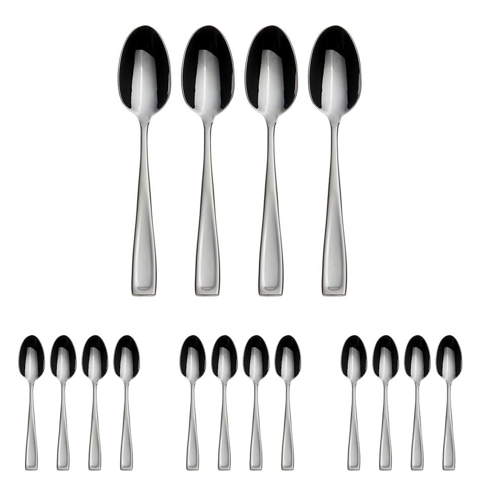 Oneida Silverware Set For 12, Moda 65-Piece Fine Flatware Set with Serving Utensils, Service For 12, 18/10 Stainless Steel, Dishwasher Safe For home, Knives Spoons and Forks Set (Silver, 65 pieces)