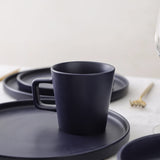 Stone Lain Celina Stoneware 32 Piece Dinnerware Set, Plates and Bowls, Black Matte Dish Collection, Service for 8 – Contemporary Minimalist Style, Microwave & Dishwasher Safe