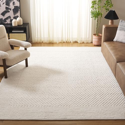 SAFAVIEH Area Rug 8x10 - Natura Collection - Large - Ivory, Handmade Wool, Ideal for Living Room, Bedroom, Dining Space (NAT450A)