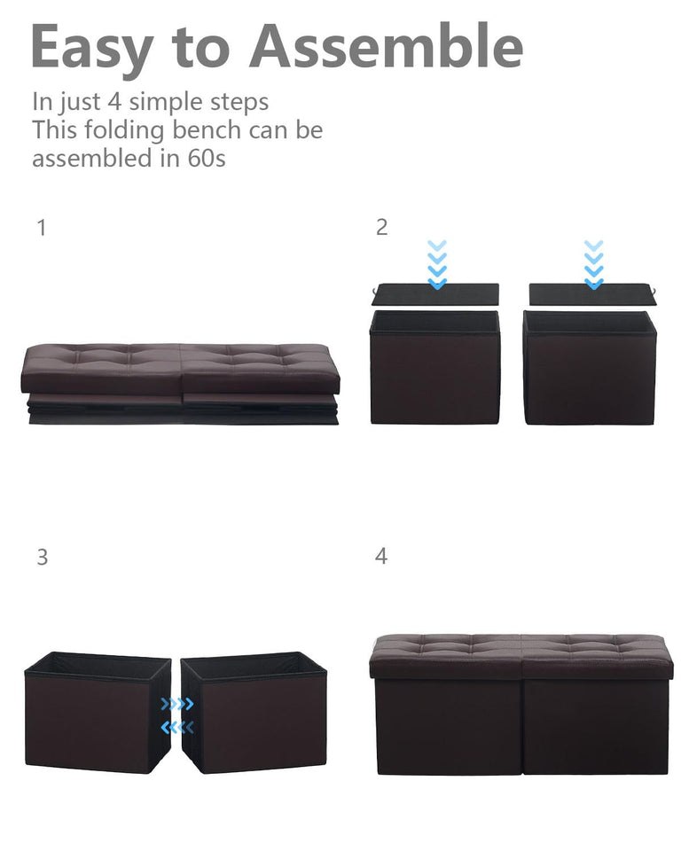 AmasSmile Footrest Ottoman Bench with Storage,34Inch Black Leather Footstool, Coffee Table, Padded Seat, Storage Chest,Blanket Store with Flipping Lid for Livingroom and Bedroom