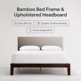 Nectar Bamboo Platform Bed Frame - Queen - Natural - Floating Center Support Legs - 12” Height - Easy Tool Free Set Up - Contemporary and Durable - Sturdy Wooden Support Slats - Holds Up To 800 Pounds