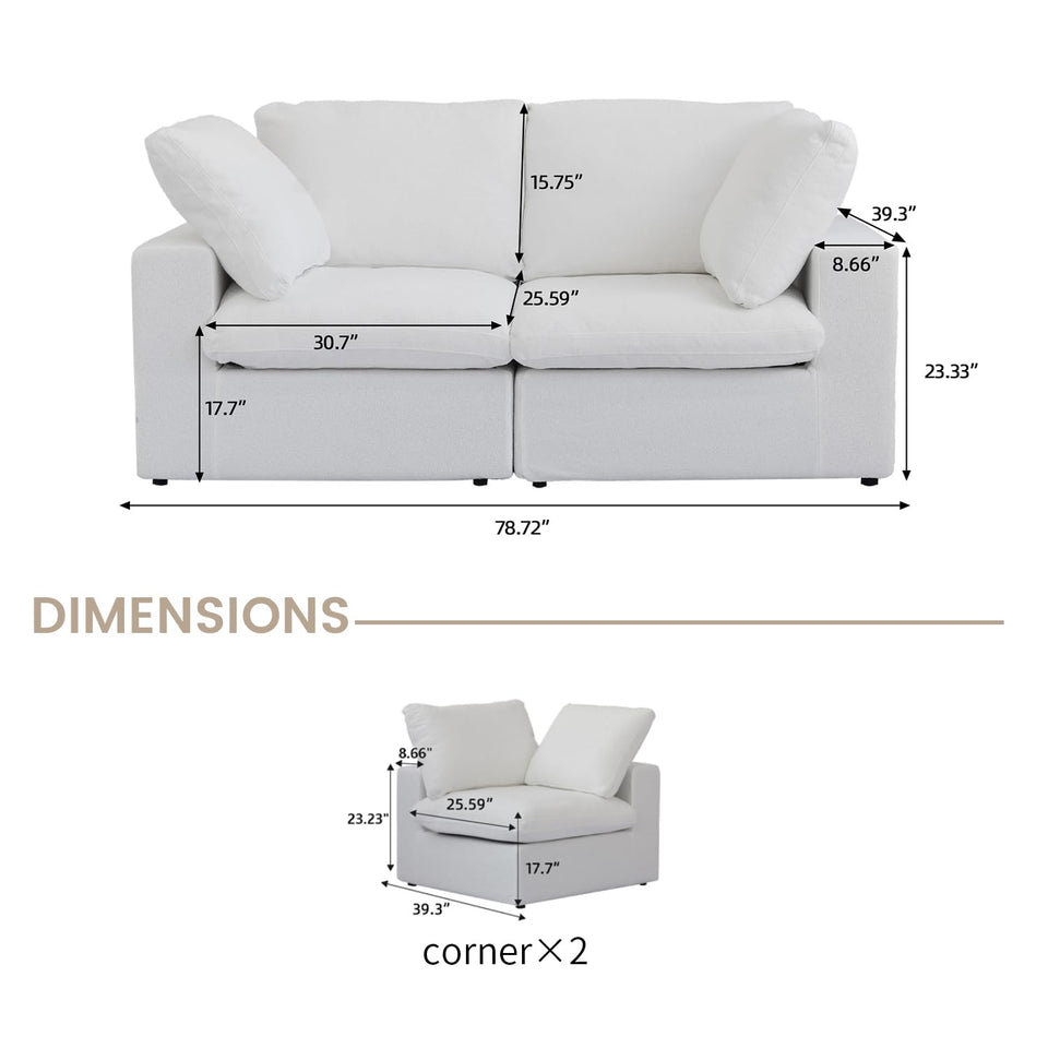 160.6" Cloud Couch Modular Sectional Sofa for Livingroom,Oversized Convertible Sofa with Storage Ottomans,6 Seat Wide Couches,Cushion Covers Removable (Khaki, 6 Seater)