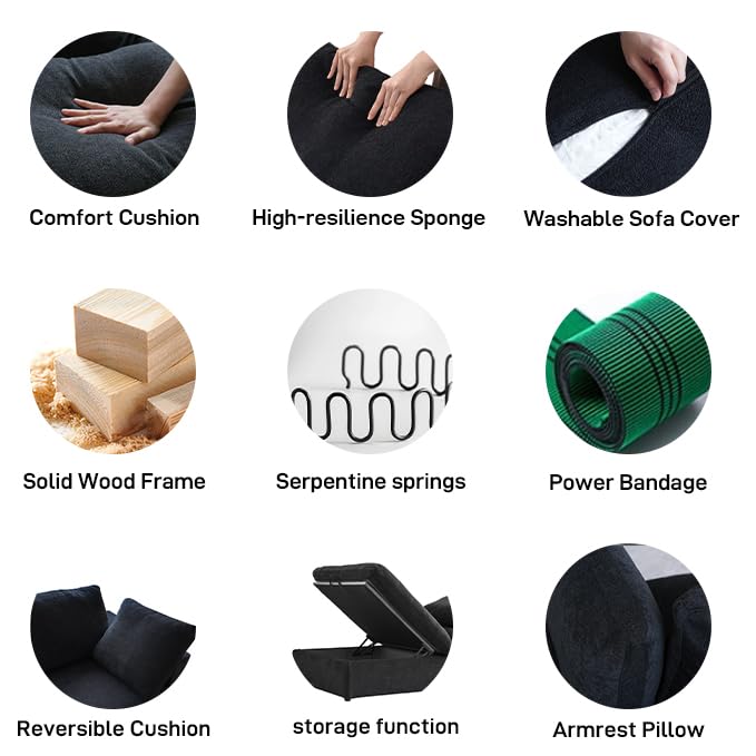 160.6" Cloud Couch Modular Sectional Sofa for Livingroom,Oversized Convertible Sofa with Storage Ottomans,6 Seat Wide Couches,Cushion Covers Removable (Khaki, 6 Seater)