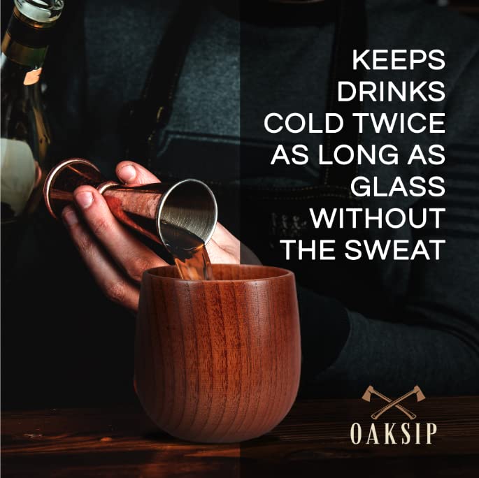 Oaksip The Original Charred Wooden Bourbon Drinking Glass | Charred Old Fashioned Glass | Bourbon Gifts for Men, Dad, or Brother | Whiskey Gifts