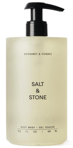 Salt & Stone Body Wash with Antioxidants for Deep Moisture | For Women & Men, Sulfate, Paraben, & Dye Free, Leaving Skin Soft and Hydrated | Bergamot & Hinoki 15.2 fl oz