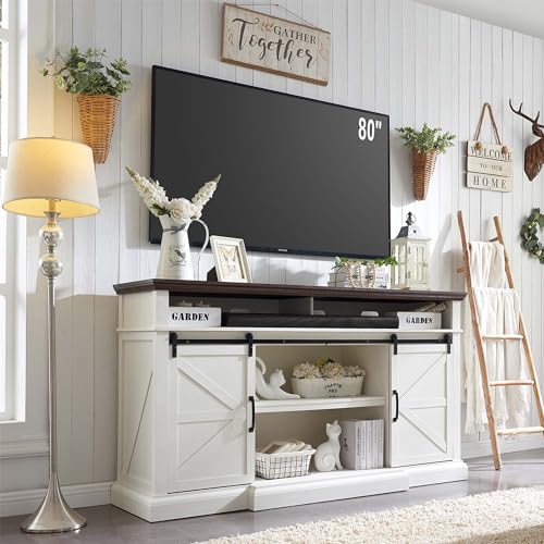Farmhouse TV Stand for 80 Inch TVs, 37.4