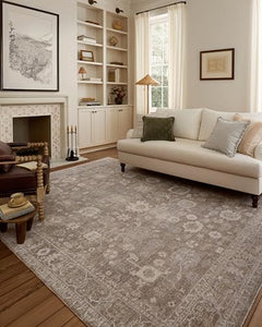 Loloi Chris Loves Julia Louisa Collection LOI-03 Taupe/Ivory 7'-10" x 10', .38" Pile Height, Area Rug