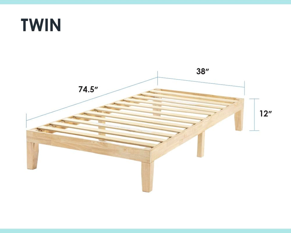 Mellow Naturalista Classic 12-Inch Solid Wood Platform Bed | Wooden Slats, No Box Spring Needed, Easy Assembly | Full, Espresso