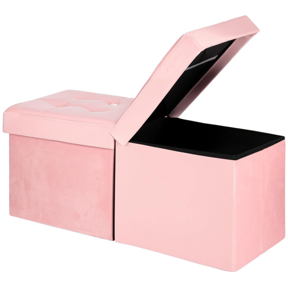 AmasSmile Footrest Ottoman Bench with Storage,34Inch Black Leather Footstool, Coffee Table, Padded Seat, Storage Chest,Blanket Store with Flipping Lid for Livingroom and Bedroom