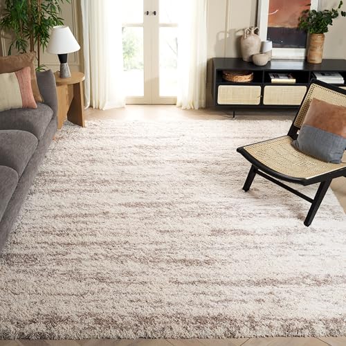SAFAVIEH Area Rug 8x10 - Hudson Shag Collection - Large - Ivory & Beige, Non-Shedding & Easy Cleaning, Ultra Plush Thick Pile, Ideal for Living Room, Bedroom, Dining Space (SGH206B)