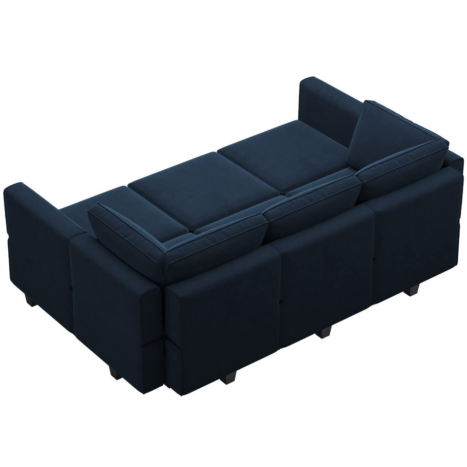Belffin Modular Sectional Sofa with Ottomans Velvet Reversible Sleeper Chaise Bed Storage Seat Black