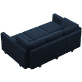 Belffin Modular Sectional Sofa with Ottomans Velvet Reversible Sleeper Chaise Bed Storage Seat Black